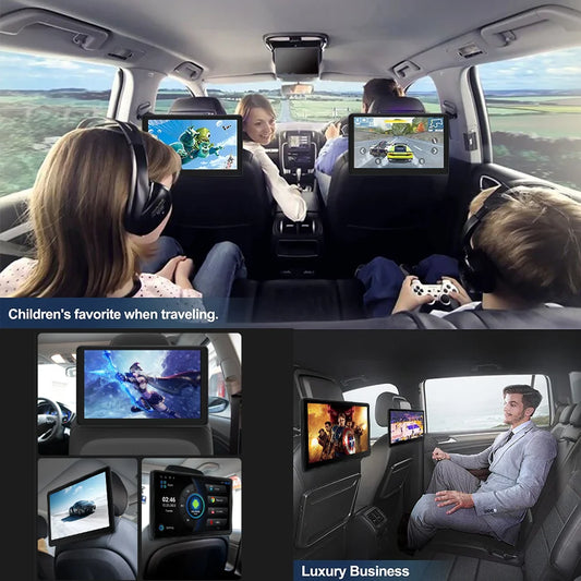 Icreative Incell 10.1" Android 13 Car Headrest Monitor — Wireless CarPlay & Android Auto, Ambient Lights