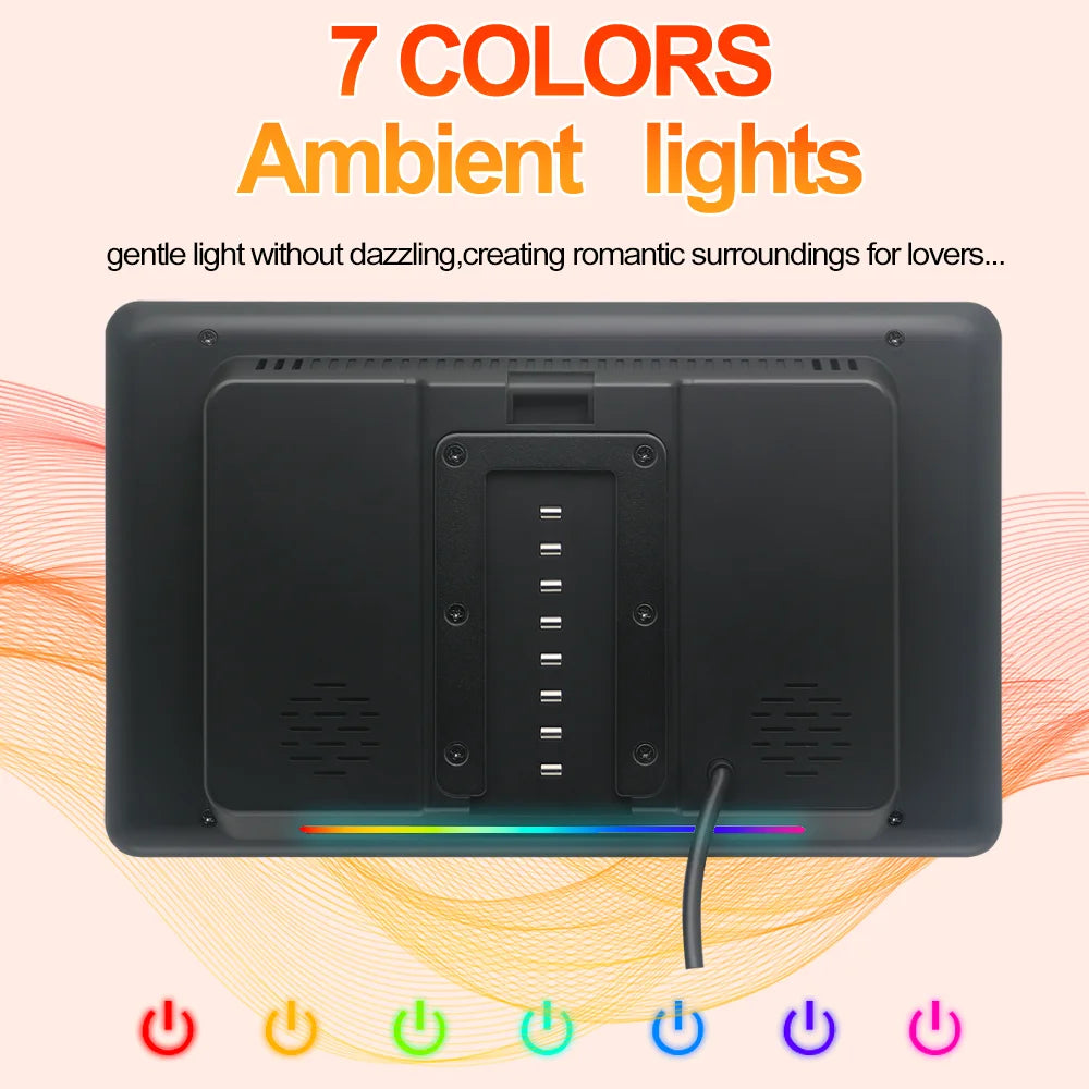 Icreative Incell 10.1" Android 13 Car Headrest Monitor — Wireless CarPlay & Android Auto, Ambient Lights