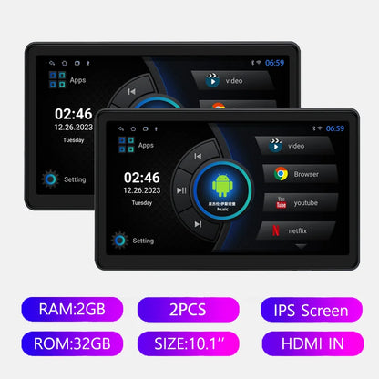 Icreative Incell 10.1" Android 13 Car Headrest Monitor — Wireless CarPlay & Android Auto, Ambient Lights