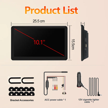 Icreative Incell 10.1" Android 13 Car Headrest Monitor — Wireless CarPlay & Android Auto, Ambient Lights
