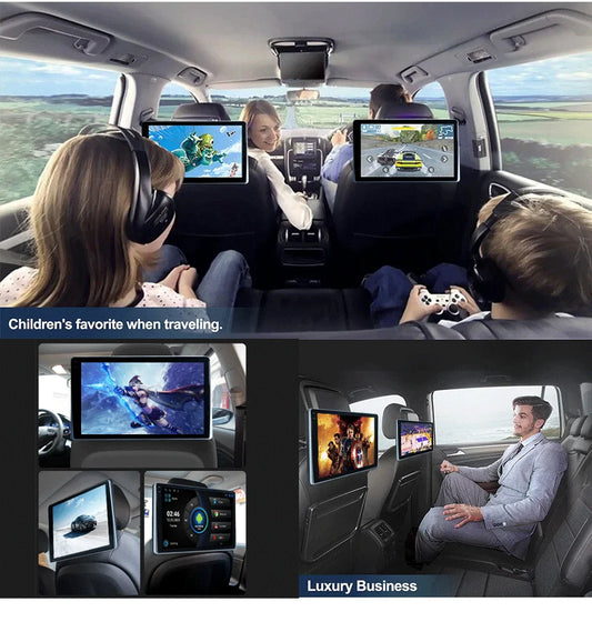 Icreative 10.1" HD Android Car Headrest Monitor — Wireless CarPlay & Android Auto, Ambient Lights, BT