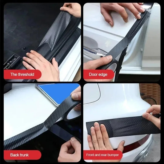 طبقة حماية عتبة السيارة بمظهر ألياف الكربون — ملصق نانو مقاوم للخدش (7 سم × 3 م)